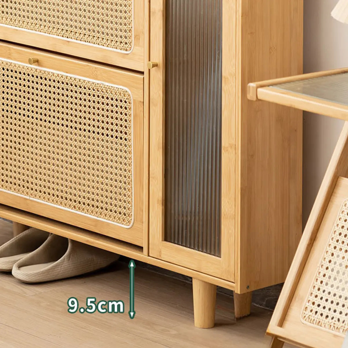 Minimalist Rectangular Wood Entryway Natural Shoe Cabinet Image - 9