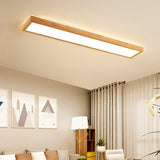 Minimalist Rectangular Wooden LED Flush Mount Light Image - 1
