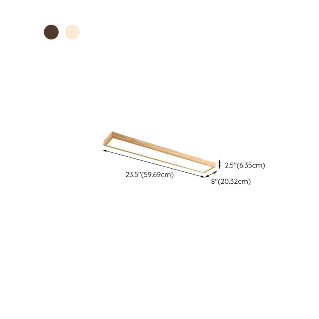 Minimalist Rectangular Wooden LED Flush Mount Light 