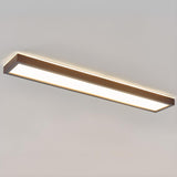 Minimalist Rectangular Wooden LED Flush Mount Light Image - 7