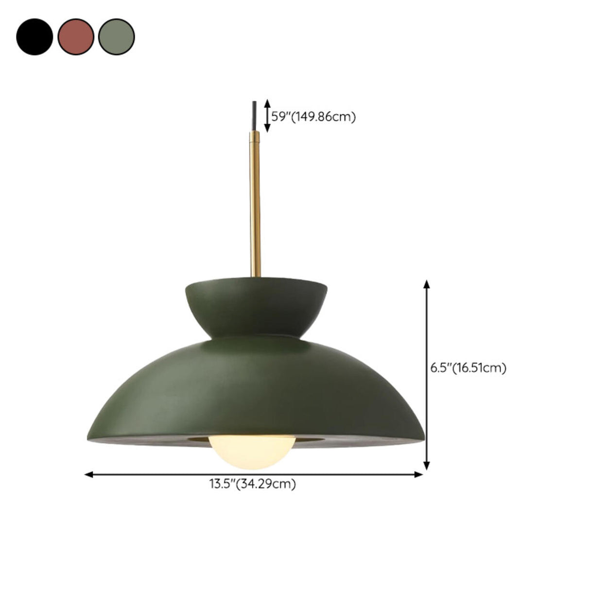 Minimalist Resin Green Dome Dining Room Pendant Light 
