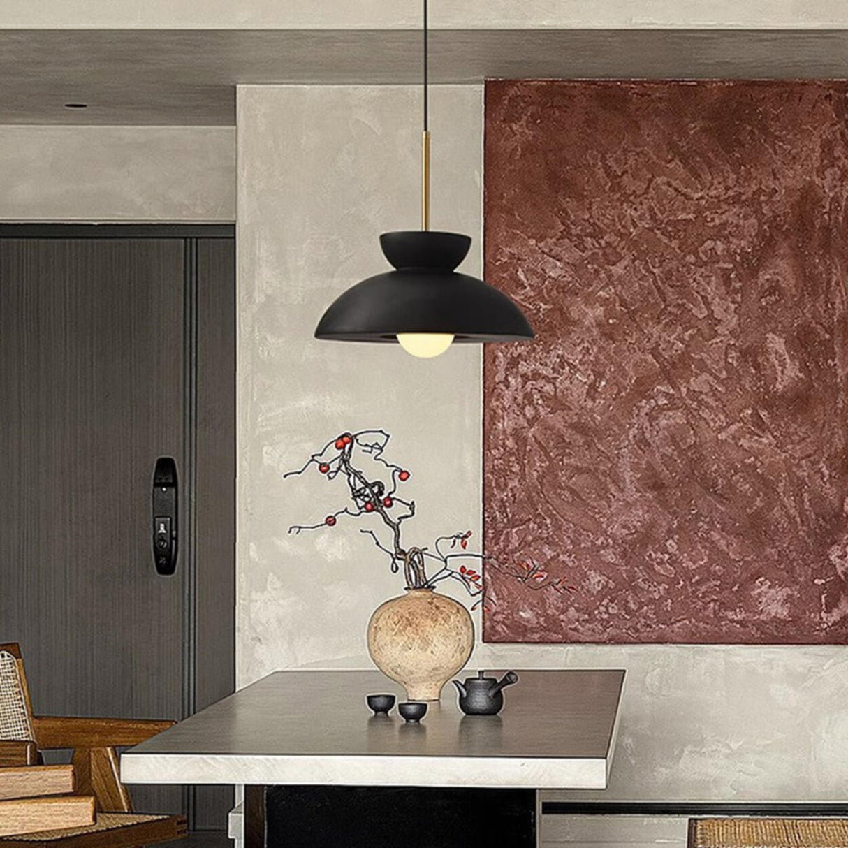 Minimalist Resin Green Dome Dining Room Pendant Light Image - 6