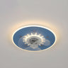 Minimalist Round Flush Mount Ceiling Fan with Light Image - 13