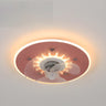Minimalist Round Flush Mount Ceiling Fan with Light Image - 5