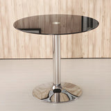 Minimalist Round Glass Black Scratch Resistant Dining Table Image - 4