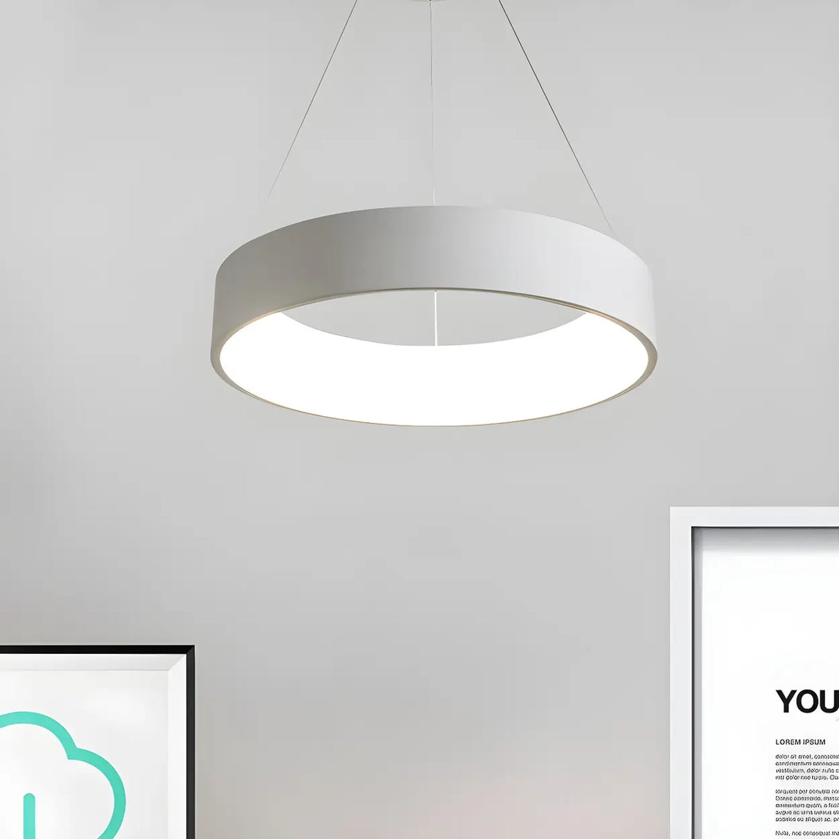Minimalist Round Metal LED Dining Room Pendant Light Image - 13