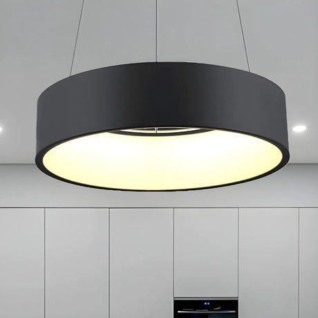 Minimalist Round Metal LED Dining Room Pendant Light Image - 2