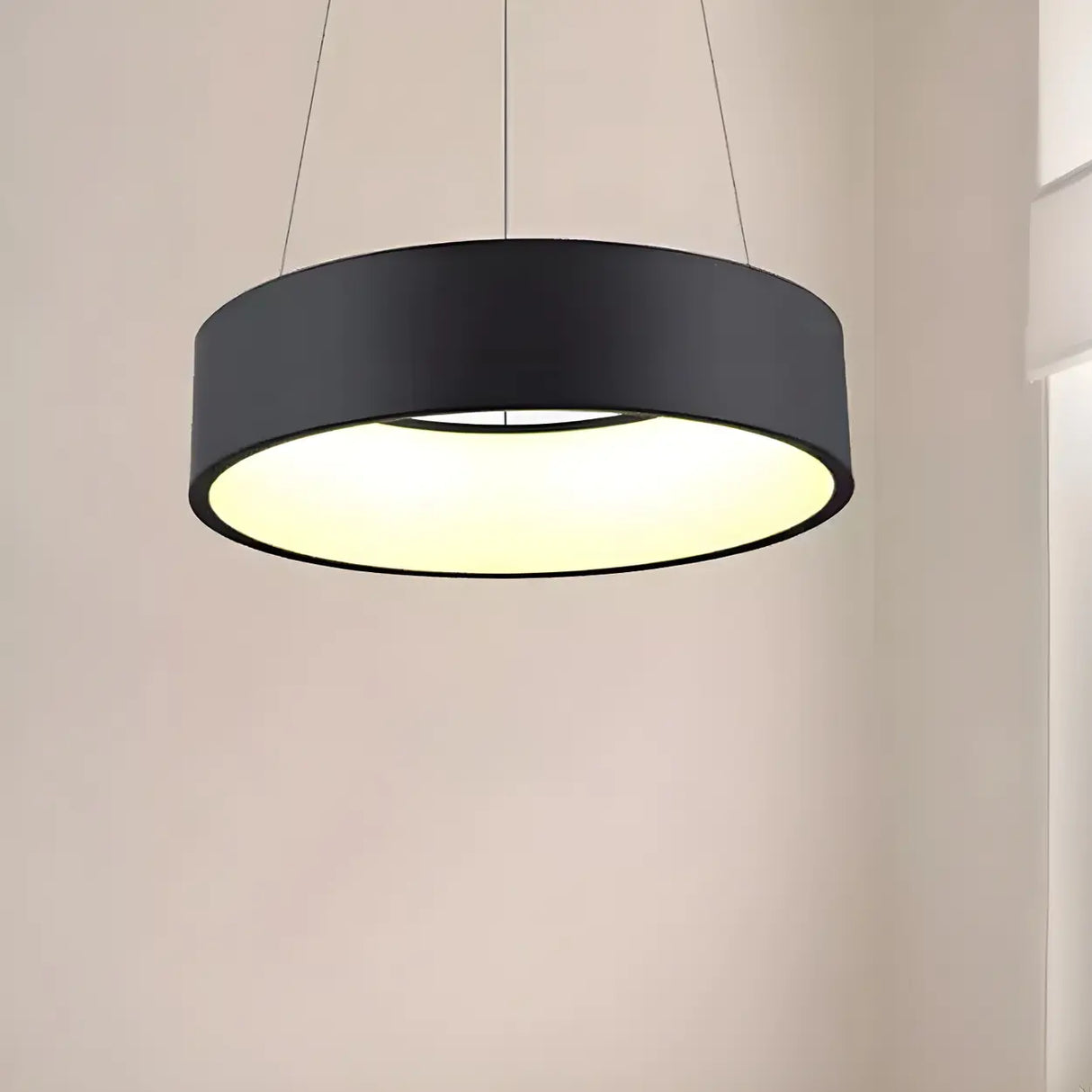 Minimalist Round Metal LED Dining Room Pendant Light Image - 3