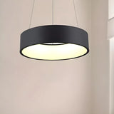 Minimalist Round Metal LED Dining Room Pendant Light Image - 3