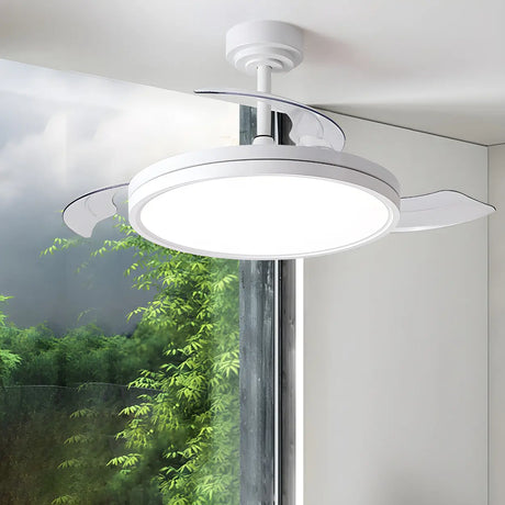 Minimalist Round White 3-Blade Ceiling Fan with Light Image - 2