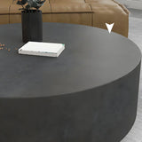 Minimalist Round Wood Top Metal Base Coffee Table Image - 13
