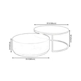 Minimalist Round Wood Top Metal Base Coffee Table Image - 22