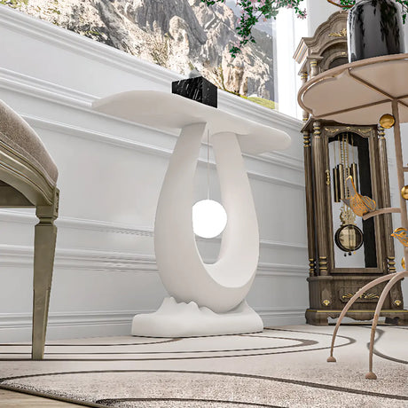 Minimalist Sculptural Fiberglass White Console Table Image - 2