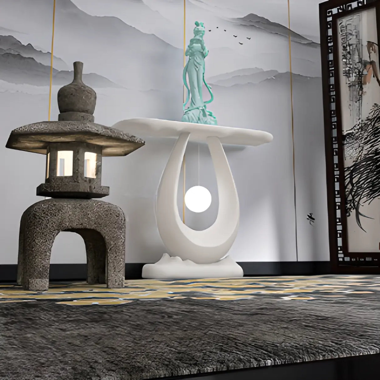 Minimalist Sculptural Fiberglass White Console Table Image - 4