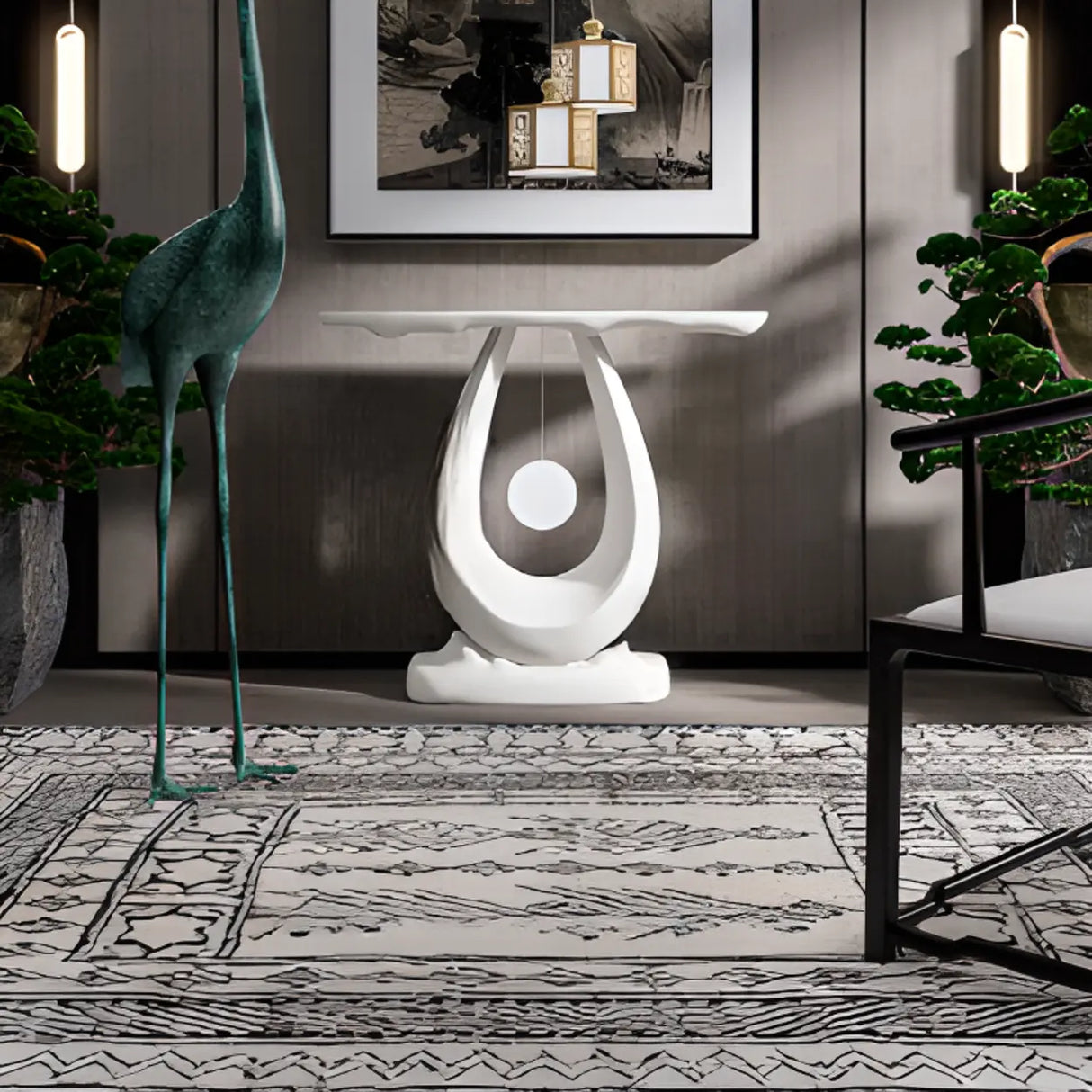 Minimalist Sculptural Fiberglass White Console Table Image - 5