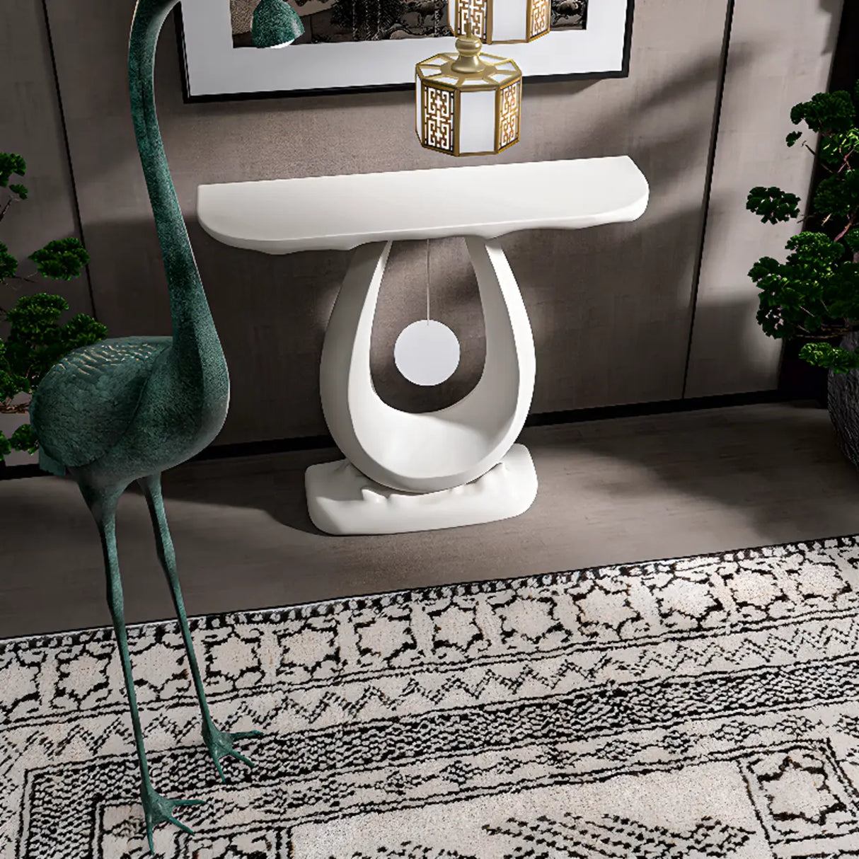 Minimalist Sculptural Fiberglass White Console Table Image - 6