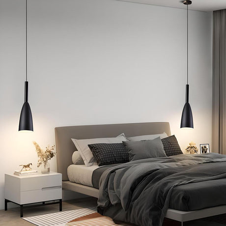 Minimalist Sleek Colorful Cone Bedroom Pendant Light Image - 1