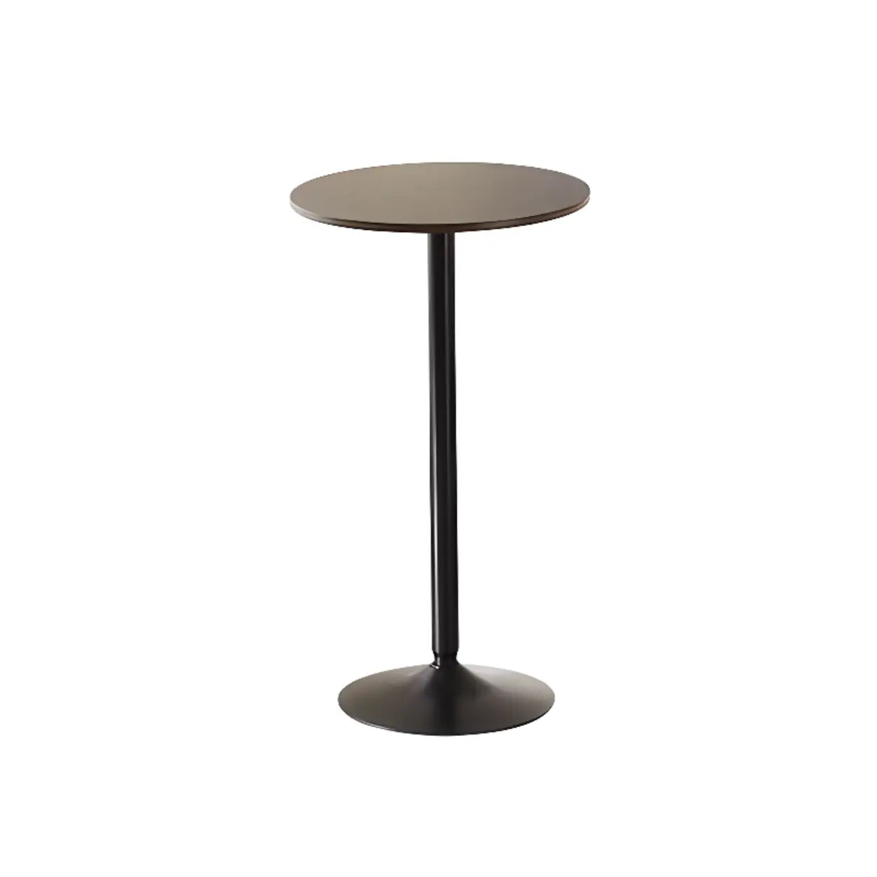 Minimalist Small Round Pedestal Pine Wood Brown Bar Table Image - 2