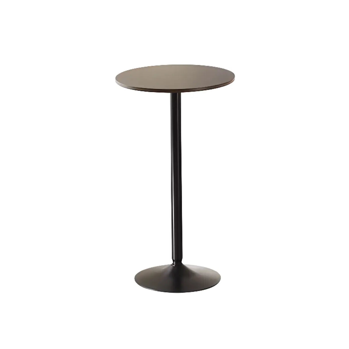 Minimalist Small Round Pedestal Pine Wood Brown Bar Table Image - 2