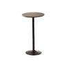 Minimalist Small Round Pedestal Pine Wood Brown Bar Table Image - 2