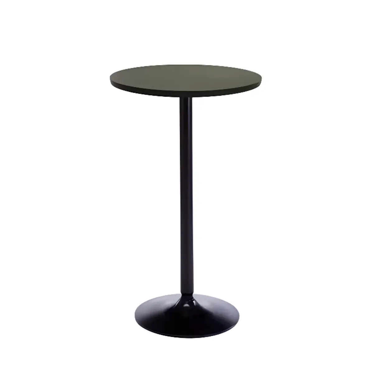 Minimalist Small Round Pedestal Pine Wood Brown Bar Table Image - 3
