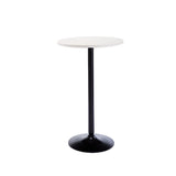 Minimalist Small Round Pedestal Pine Wood Brown Bar Table Image - 5