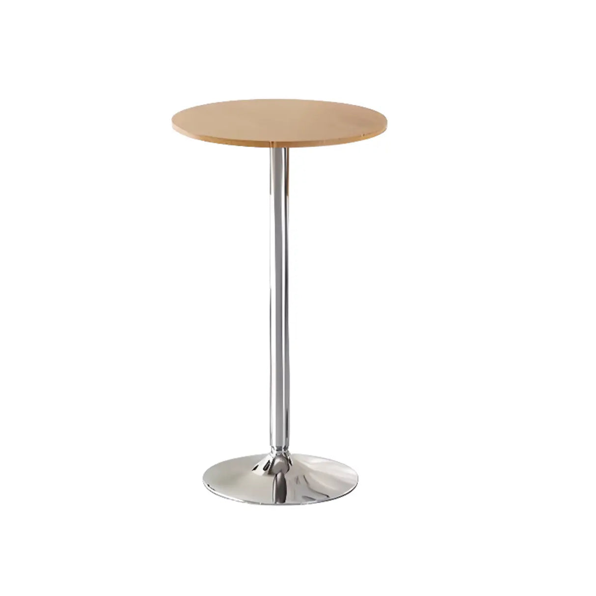 Minimalist Small Round Pedestal Pine Wood Brown Bar Table Image - 7