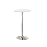 Minimalist Small Round Pedestal Pine Wood Brown Bar Table Image - 9