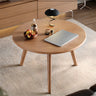 Minimalist Small Round Wood Three Leg Coffee Table Image - 3