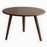 Minimalist Small Round Wood Three Leg Coffee Table Image - 4