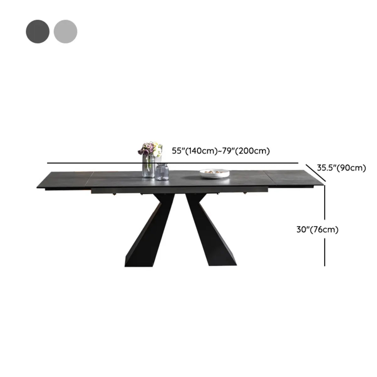 Minimalist Smoke Slate Rectangular Dining Table Grey 