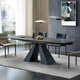 Minimalist Smoke Slate Rectangular Dining Table Grey Image - 4