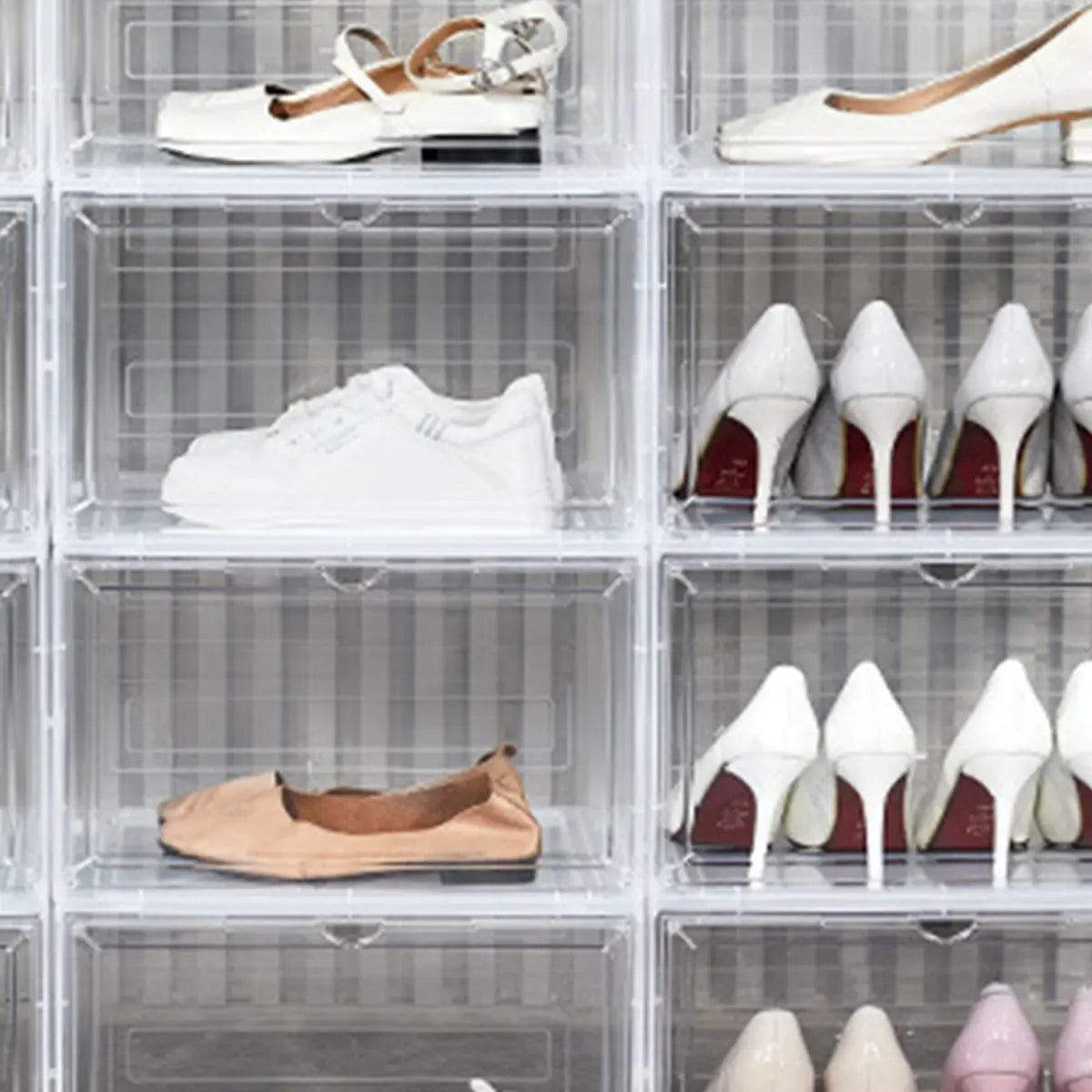 Minimalist Stackable Clear Plastic Shoe Storage Box Image - 12