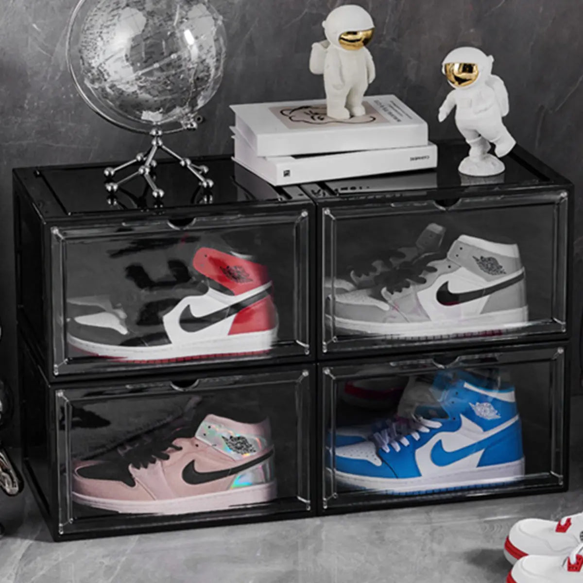 Minimalist Stackable Clear Plastic Shoe Storage Box Image - 4