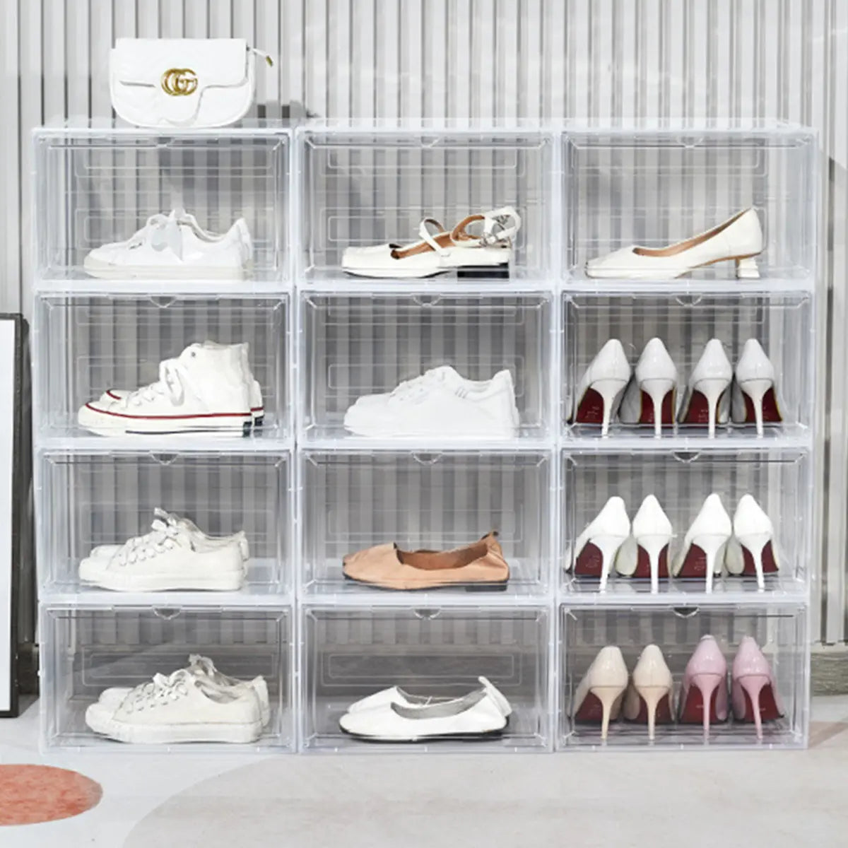 Minimalist Stackable Clear Plastic Shoe Storage Box Image - 6