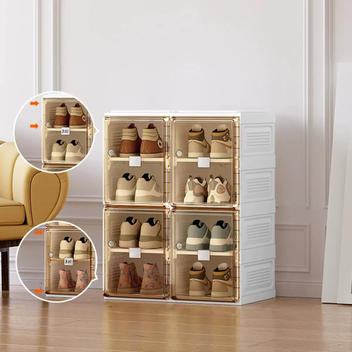 Minimalist Stackable White Plastic Shoe Storage Box Image - 11