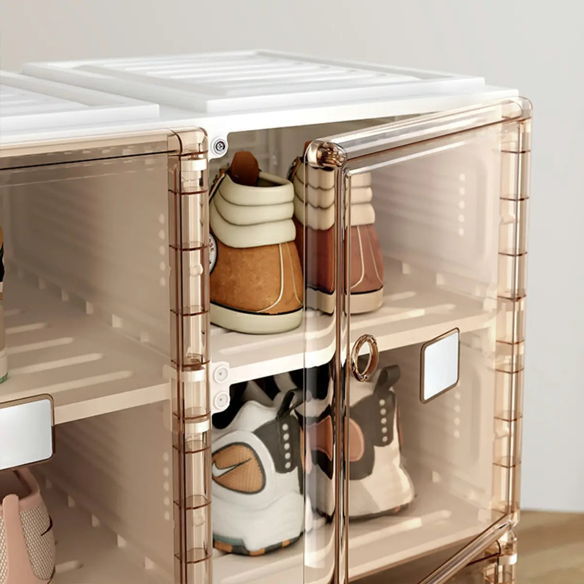 Minimalist Stackable White Plastic Shoe Storage Box Image - 12