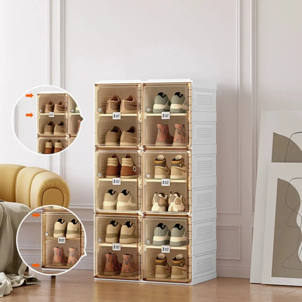 Minimalist Stackable White Plastic Shoe Storage Box Image - 13
