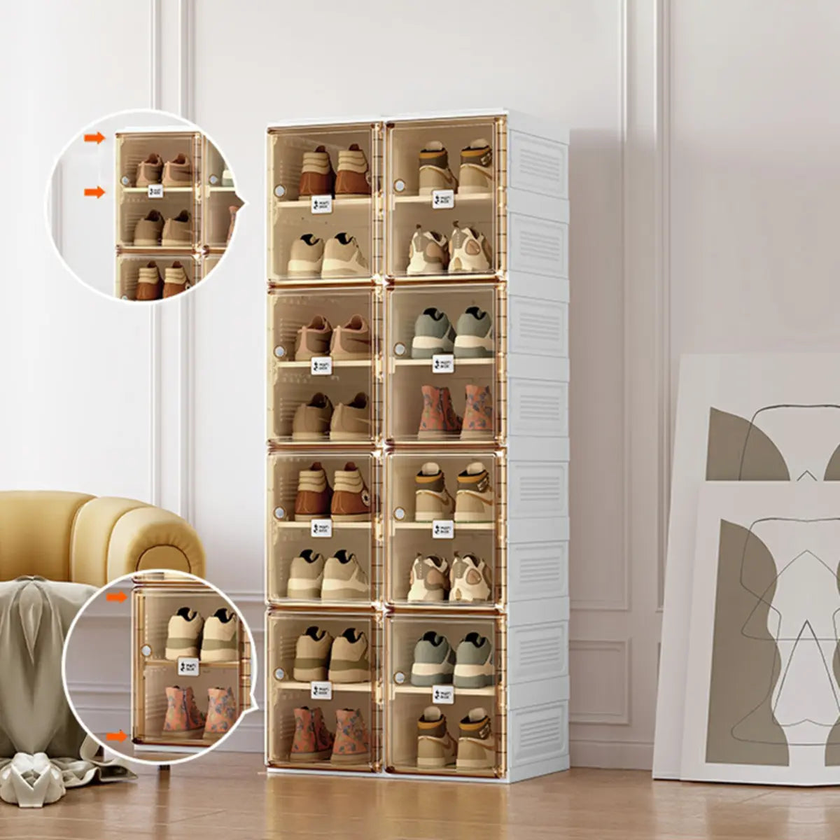 Minimalist Stackable White Plastic Shoe Storage Box Image - 15