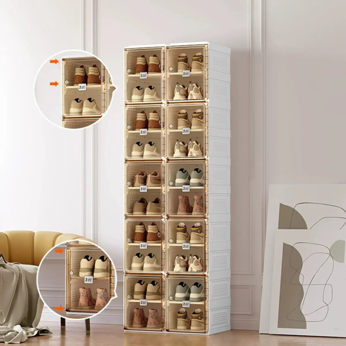 Minimalist Stackable White Plastic Shoe Storage Box Image - 17