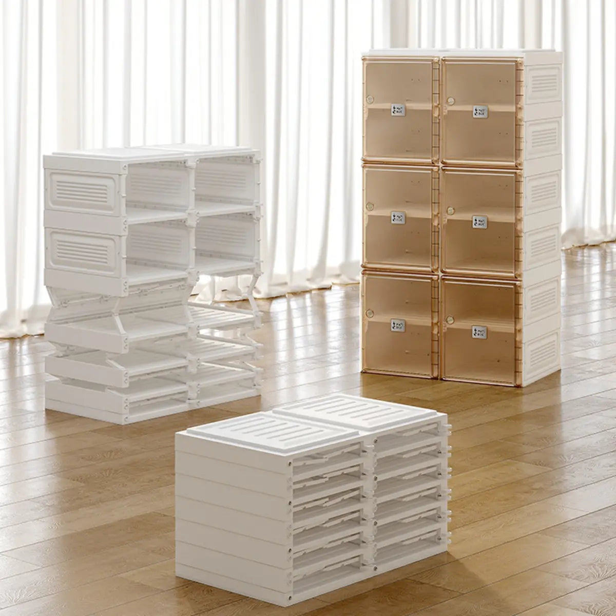 Minimalist Stackable White Plastic Shoe Storage Box Image - 19