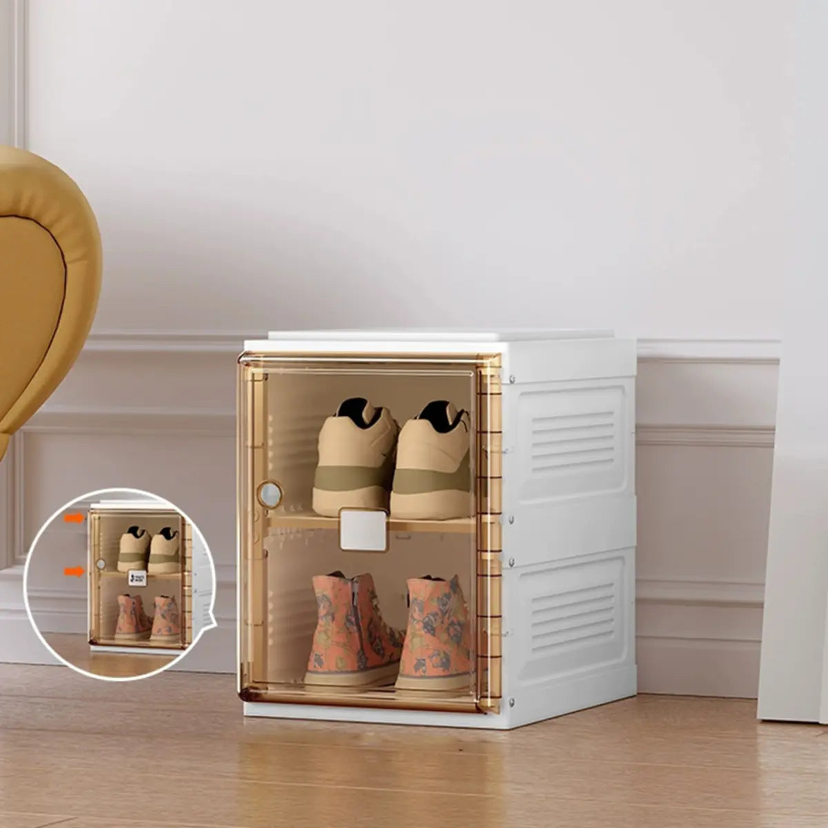 Minimalist Stackable White Plastic Shoe Storage Box Image - 2