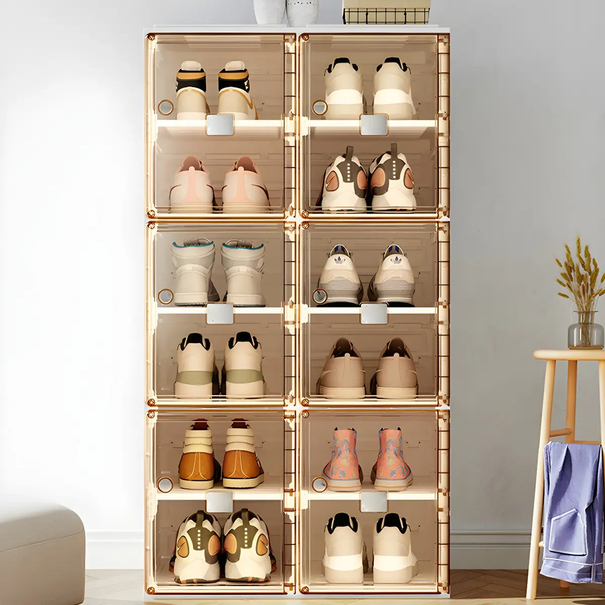 Minimalist Stackable White Plastic Shoe Storage Box Image - 3