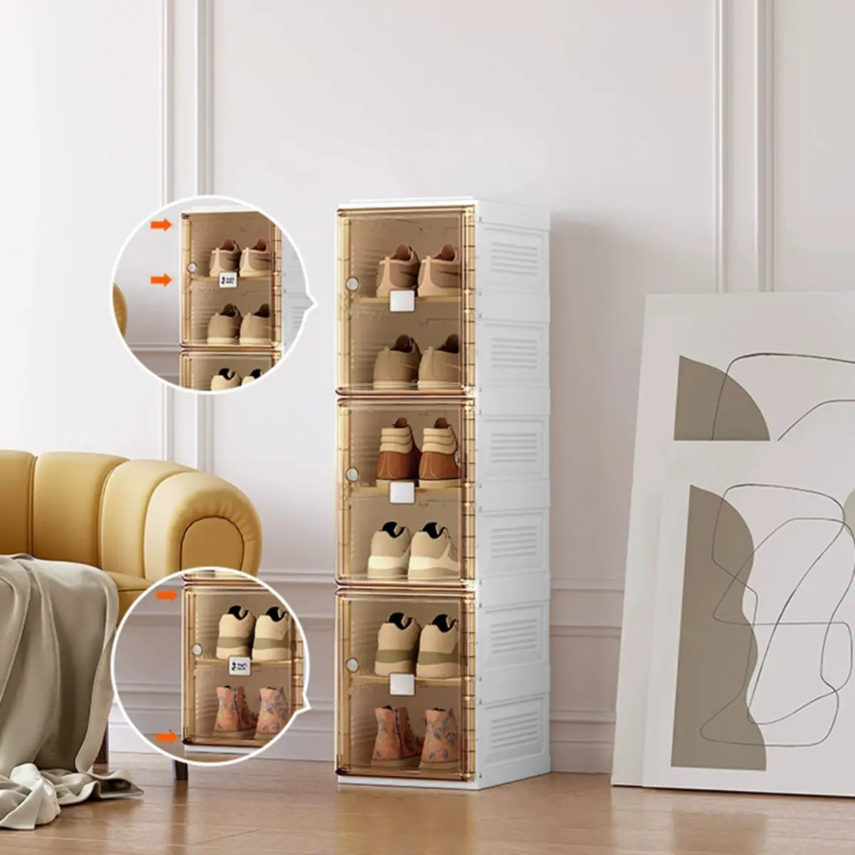 Minimalist Stackable White Plastic Shoe Storage Box Image - 5