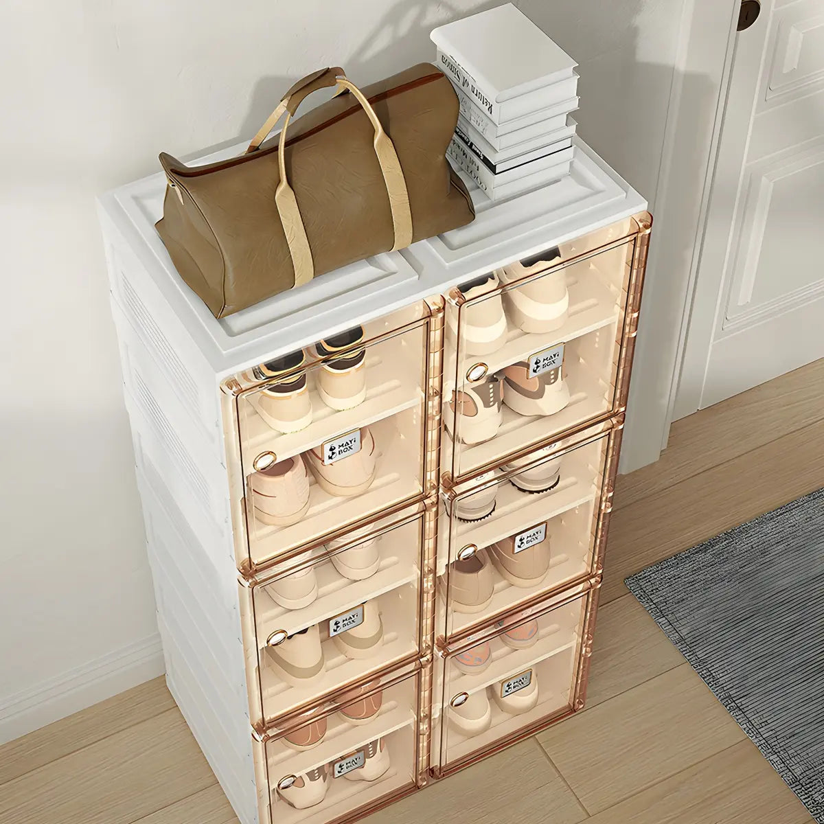 Minimalist Stackable White Plastic Shoe Storage Box Image - 6