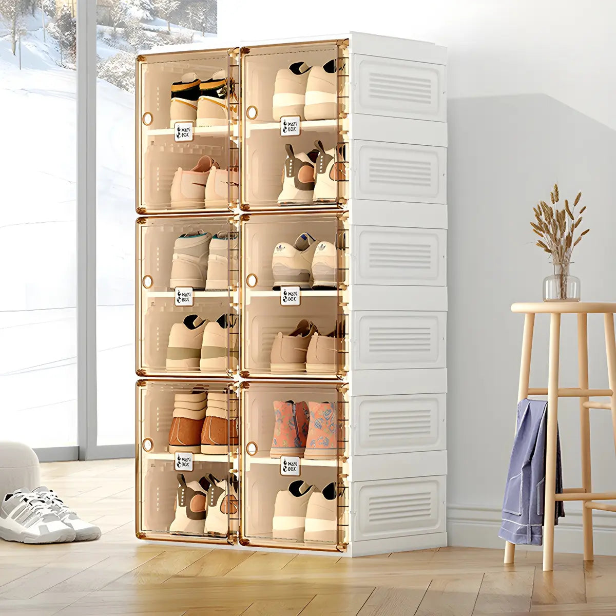Minimalist Stackable White Plastic Shoe Storage Box Image - 7