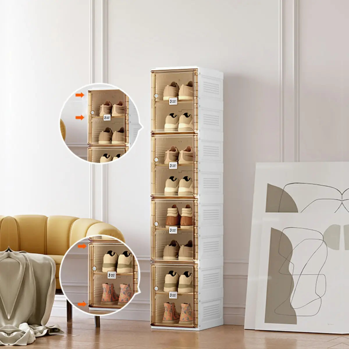 Minimalist Stackable White Plastic Shoe Storage Box Image - 8