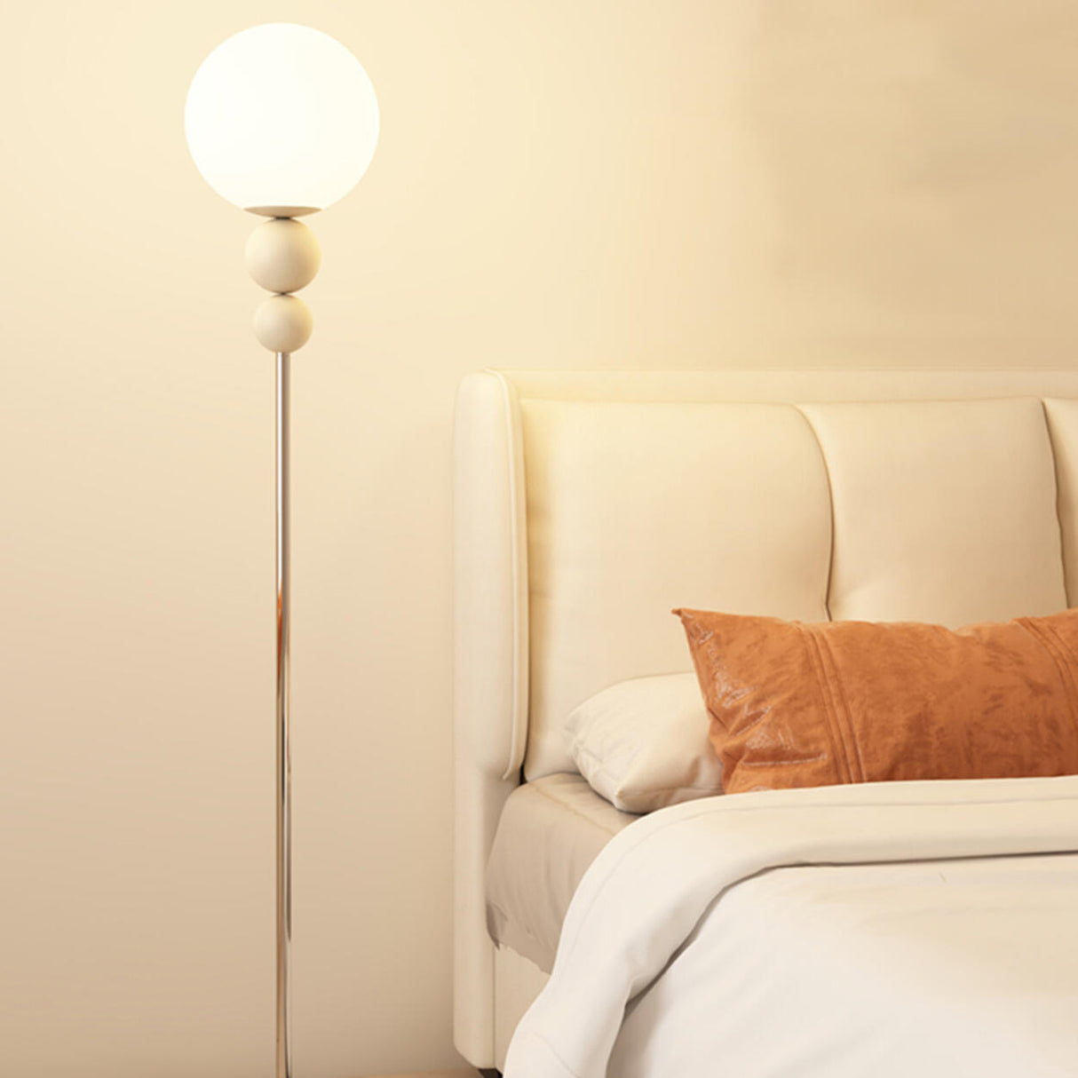 Minimalist Stacked Green Accents and Globe Floor Lamp Image - 13