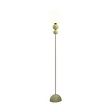 Minimalist Stacked Green Accents and Globe Floor Lamp Image - 5