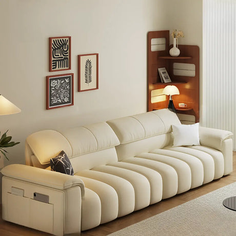 Minimalist Stain Resistant Chalk Fabric Storage Sofa Image - 1